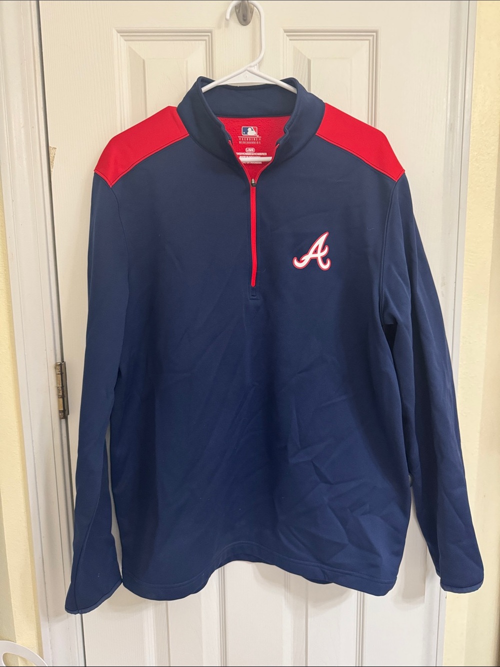 Atlanta Braves Navy and Red Zip-Up Pullover Jacket
